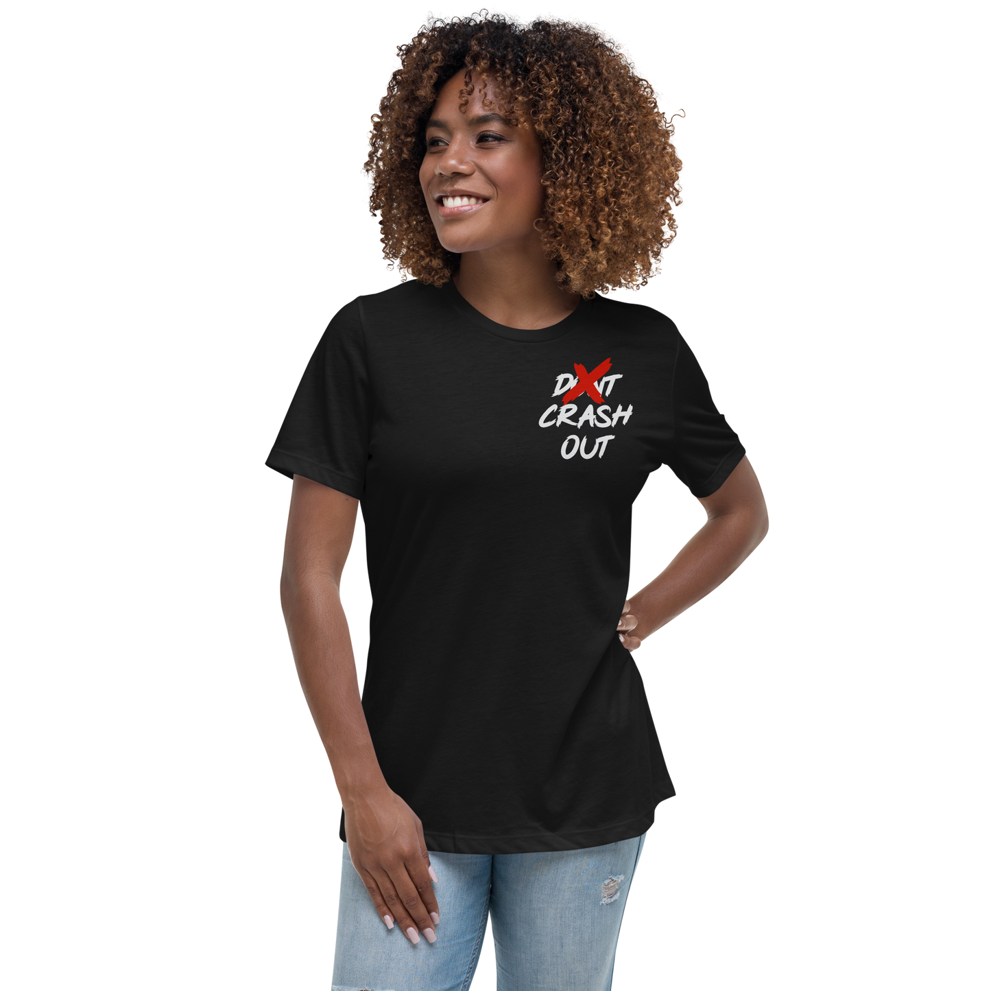 Red On White Don't Crash Out Women's Relaxed T-Shirt