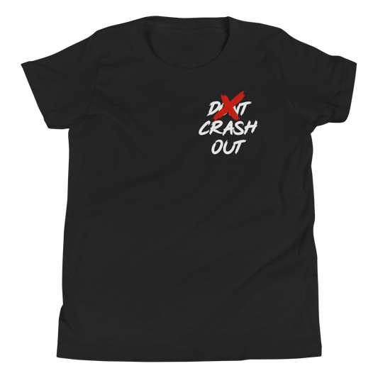 Red On White Don't Crash Out Youth Short Sleeve T-Shirt